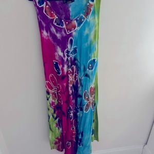 Sequins and tie dye flower beach dress gently worn
